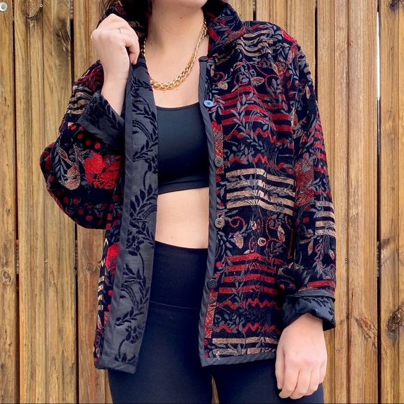 Unbranded Jackets & Blazers - VTG Reversible Tapestry Lightweight Jacket M-XL